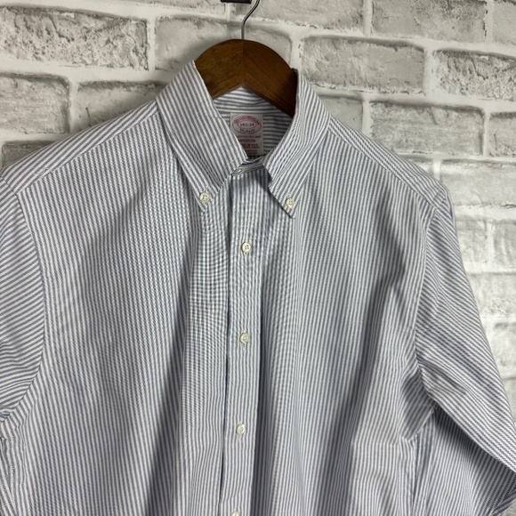 Brooks Brothers Madison Nautical Blue Striped USA Made Button Down Shirt sz 14.5 - Picture 1 of 7
